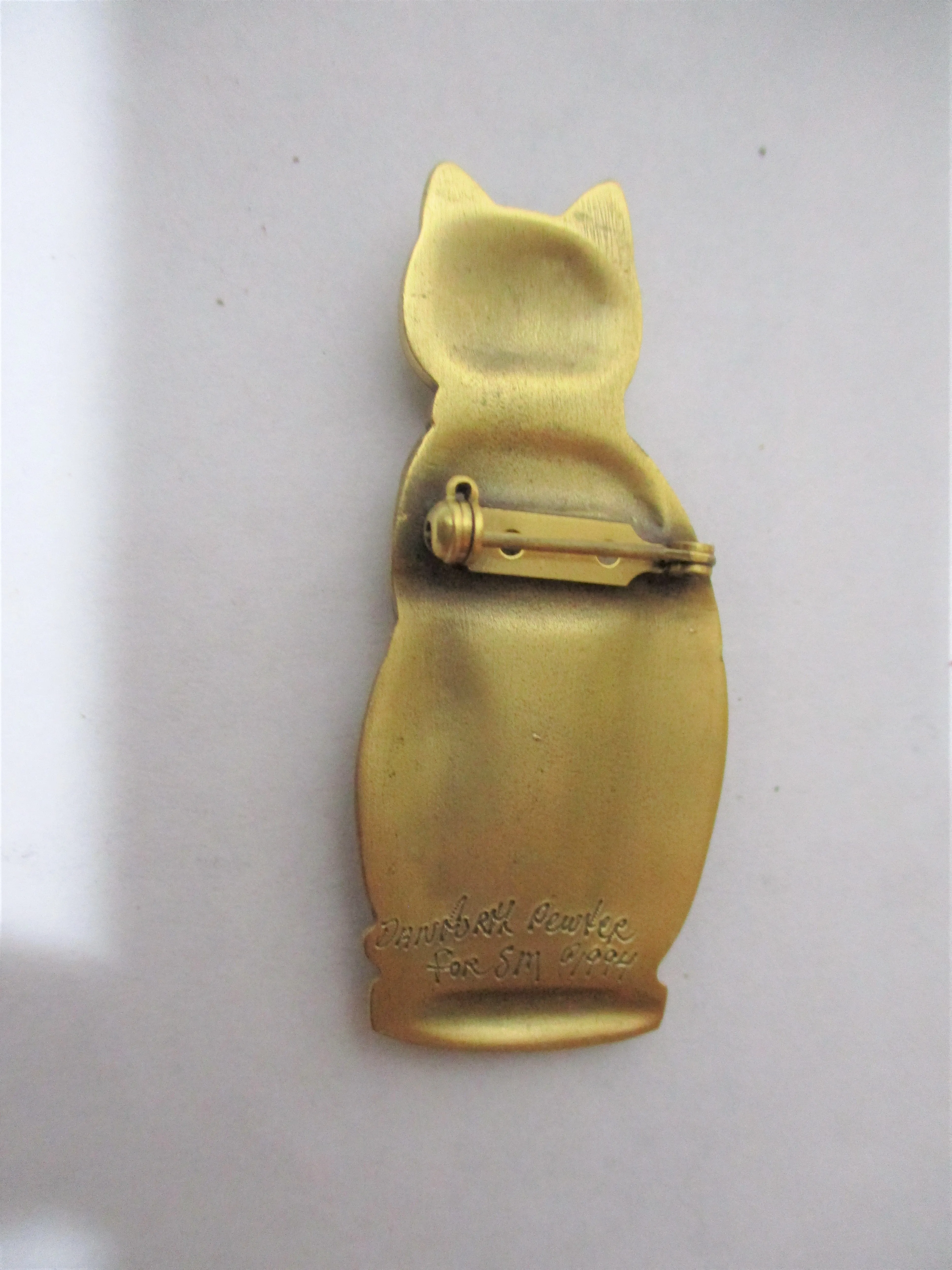 1994 DANFORTH PEWTER KITTY CAT KITTEN Animal PIN BROOCH Jewelry Adorable