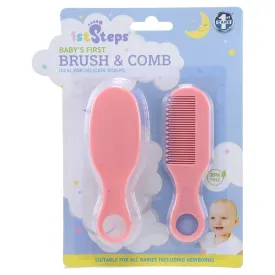 1st Steps Baby Brush & Comb 2 pce, 2 Asstd Colours