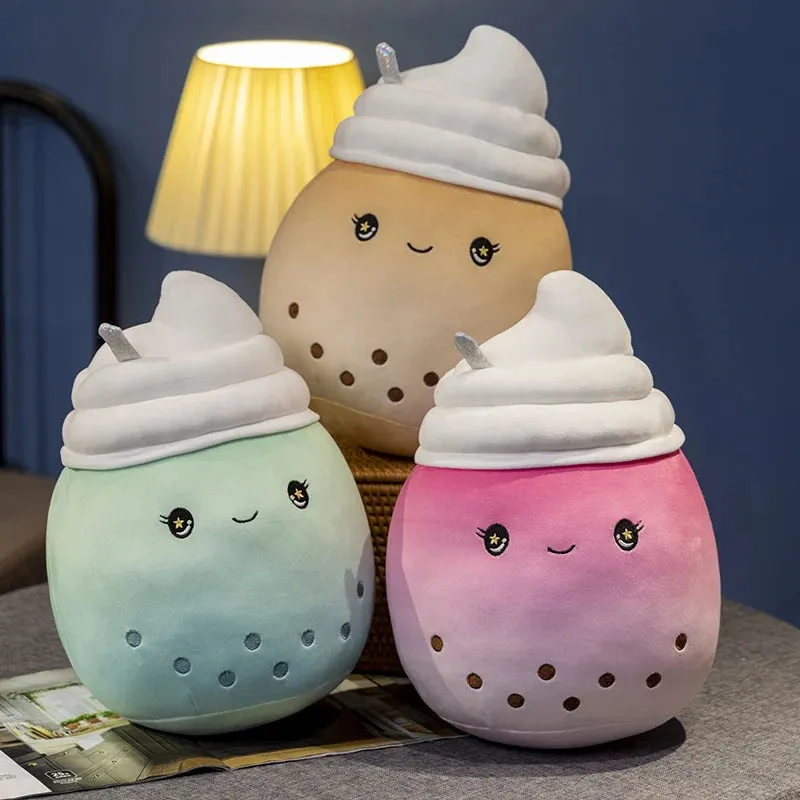 25-70cm Ice Cream Milk Tea Cup Plush Toys Fat Cartoon Shaped Cup Plushie Pillow Stuffed Down Cotton Creative Back Cushion