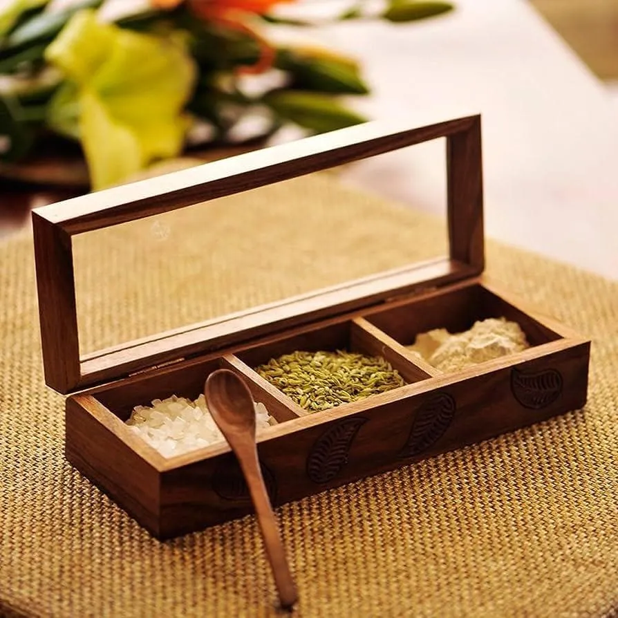 3 Container spice box (Wooden)