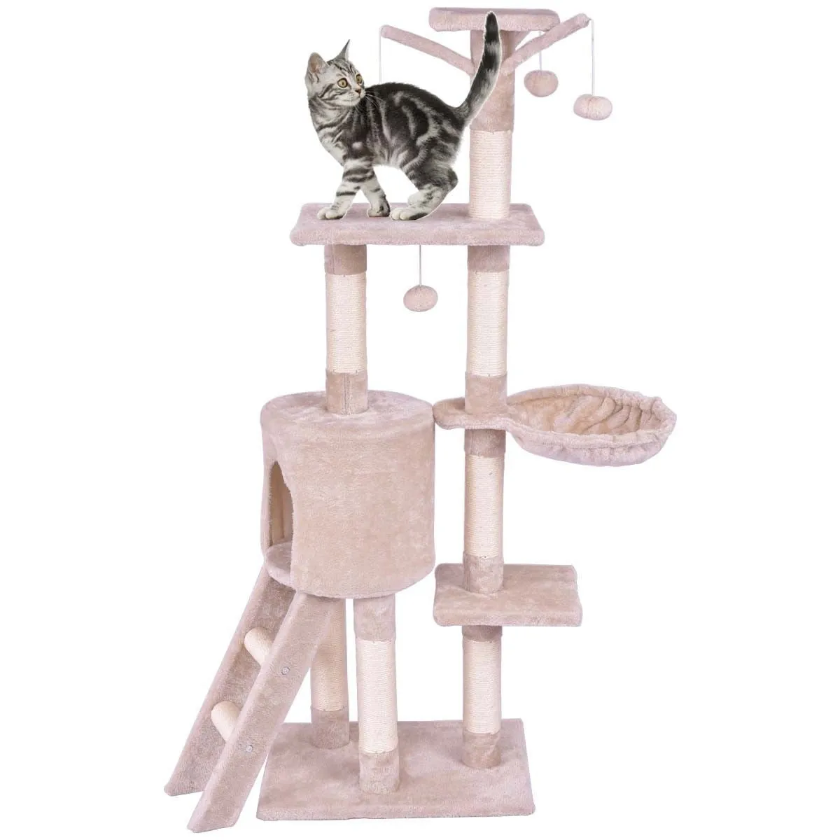 56" Cat Tree Scratching Posts - Beige