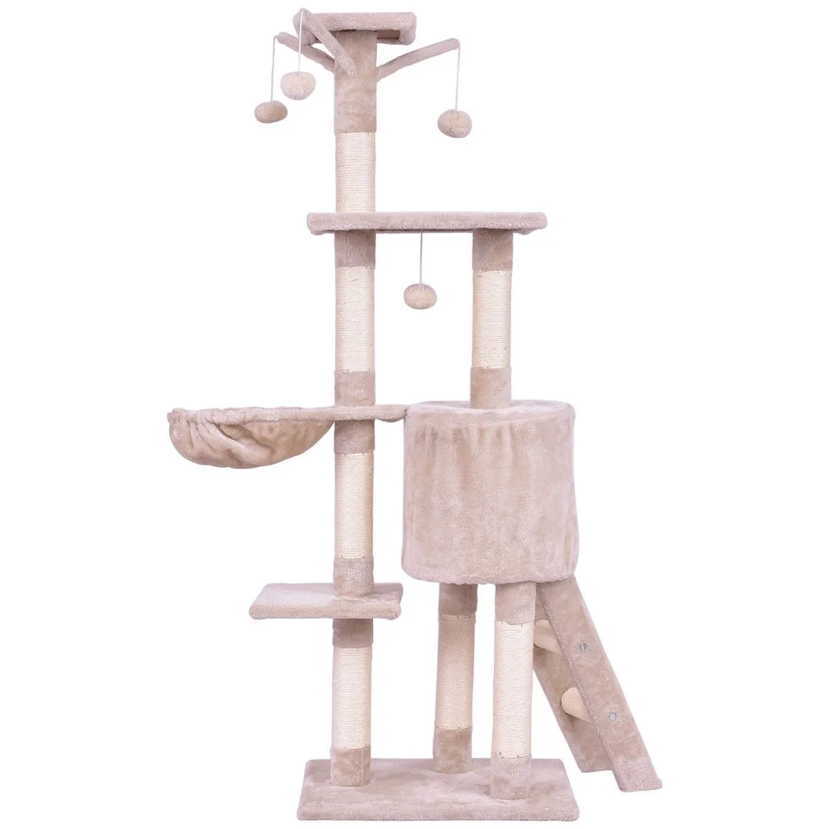 56" Cat Tree Scratching Posts - Beige