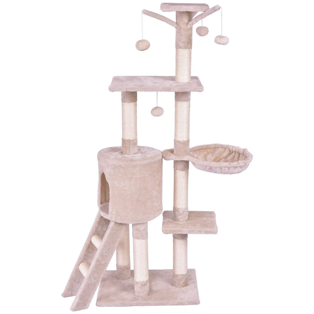 56" Cat Tree Scratching Posts - Beige