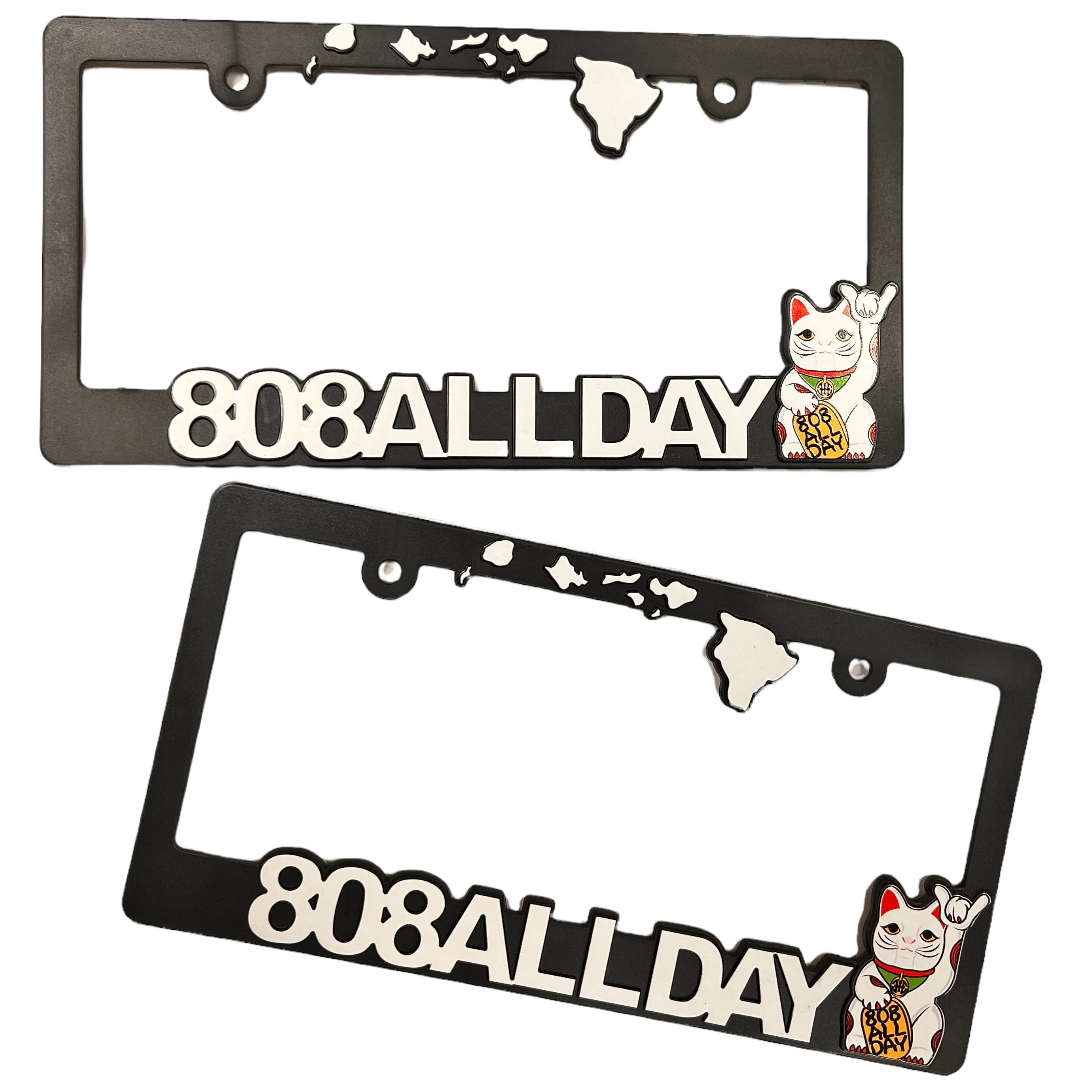 Set of 2 Lucky Cat License Plate Frames - 808ALLDAY Stylish Automotive Accessories