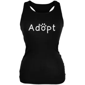 Adopt Cat Dog Paw Black Juniors Soft Tank Top