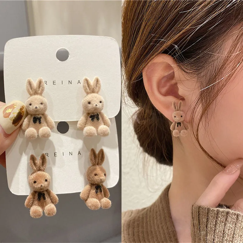 Adorable Plush Bunny Stud Earrings