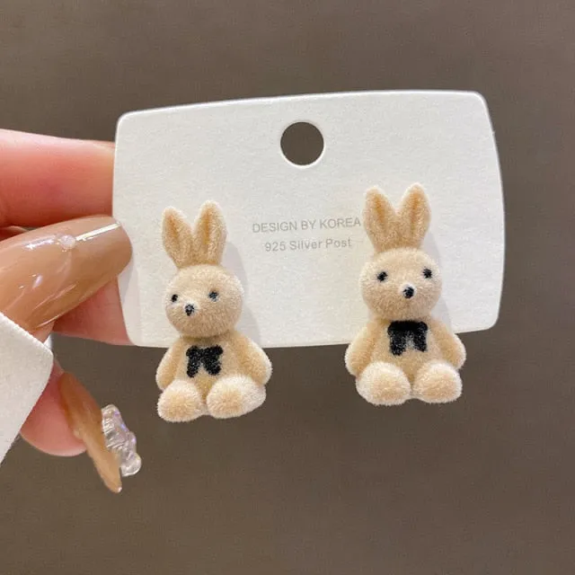 Adorable Plush Bunny Stud Earrings