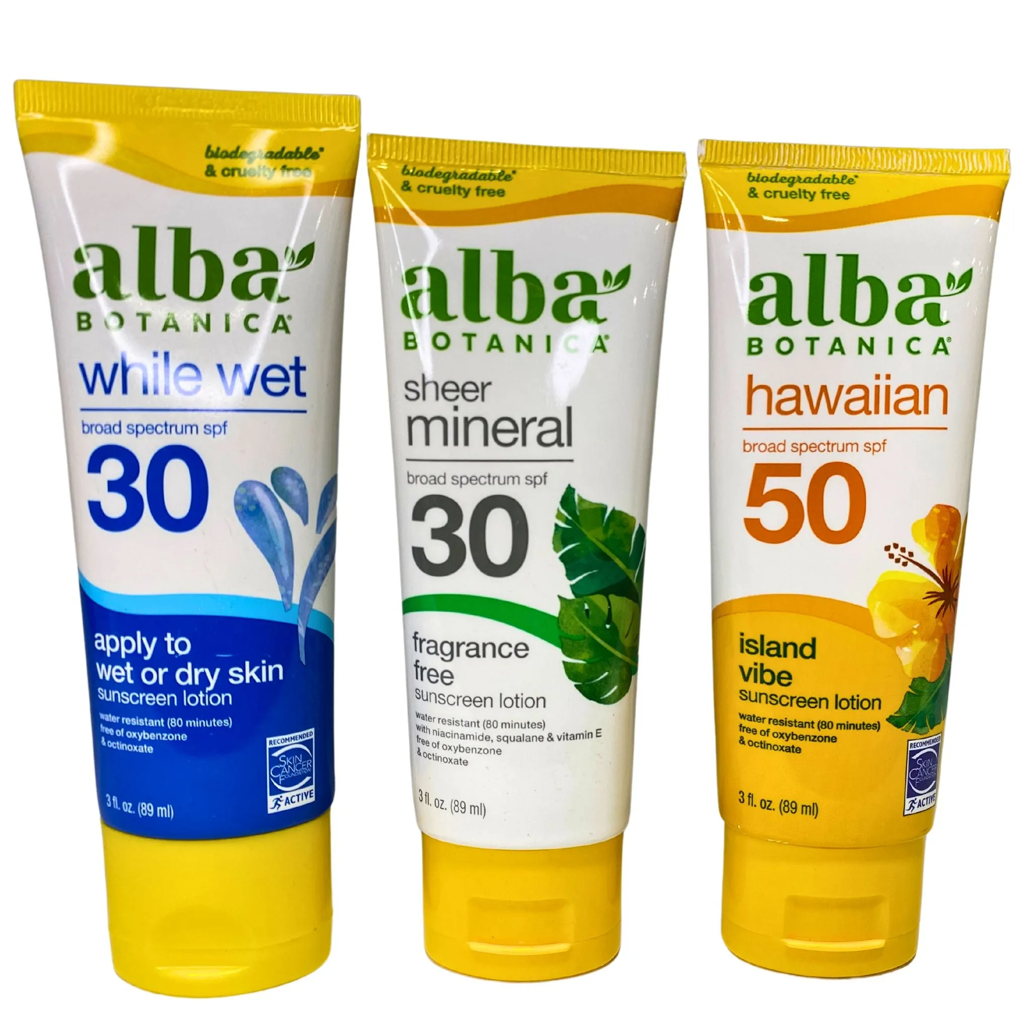 Alba Botanica Lotion Sunscreen Mix includes Assorted SPF's - Scented & Unscented (50 Pcs Lot)