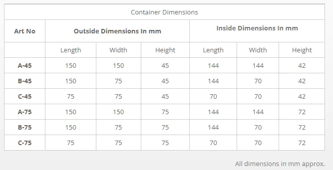 Alkon: A-45 Drawer Containers 150x150x45mm