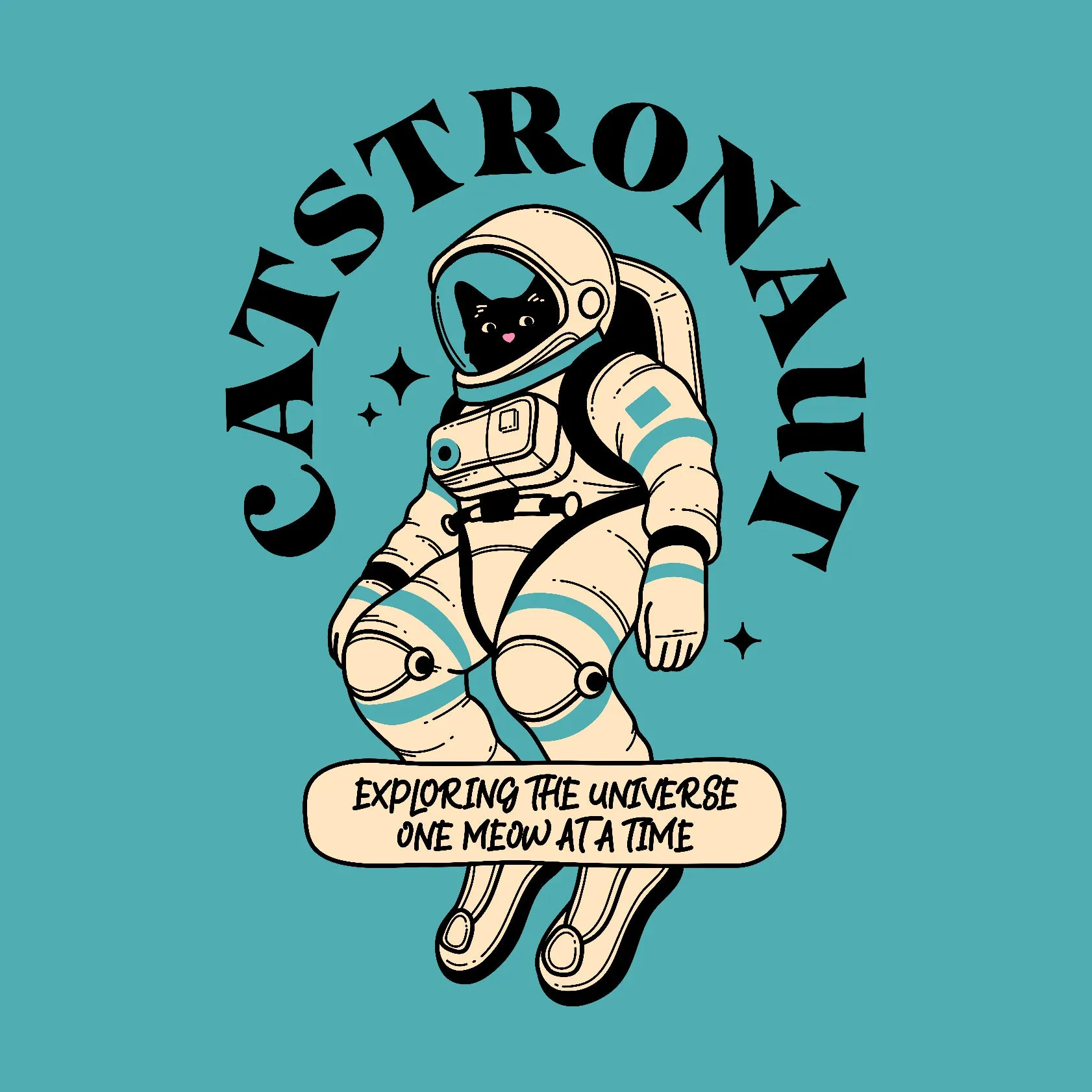 Astronaut Black Cat in blue