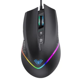 Aula Wind F805 Wired Rainbow Gaming Mouse 6400Dpi - Black