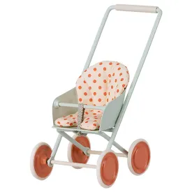 Baby Mouse / Bunny Stroller (Micro) in Sky Blue and Spots by Maileg