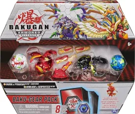 Bakugan Baku-Gear 4-Pack, Fused Sabra x Pyravian Ultra with Baku-Gear and Howlkor x Serpenteze Ultra Collectible Action Figures