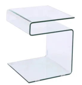 Bent Glass End Table or Nightstand  16x15x20H- can stand in various ways