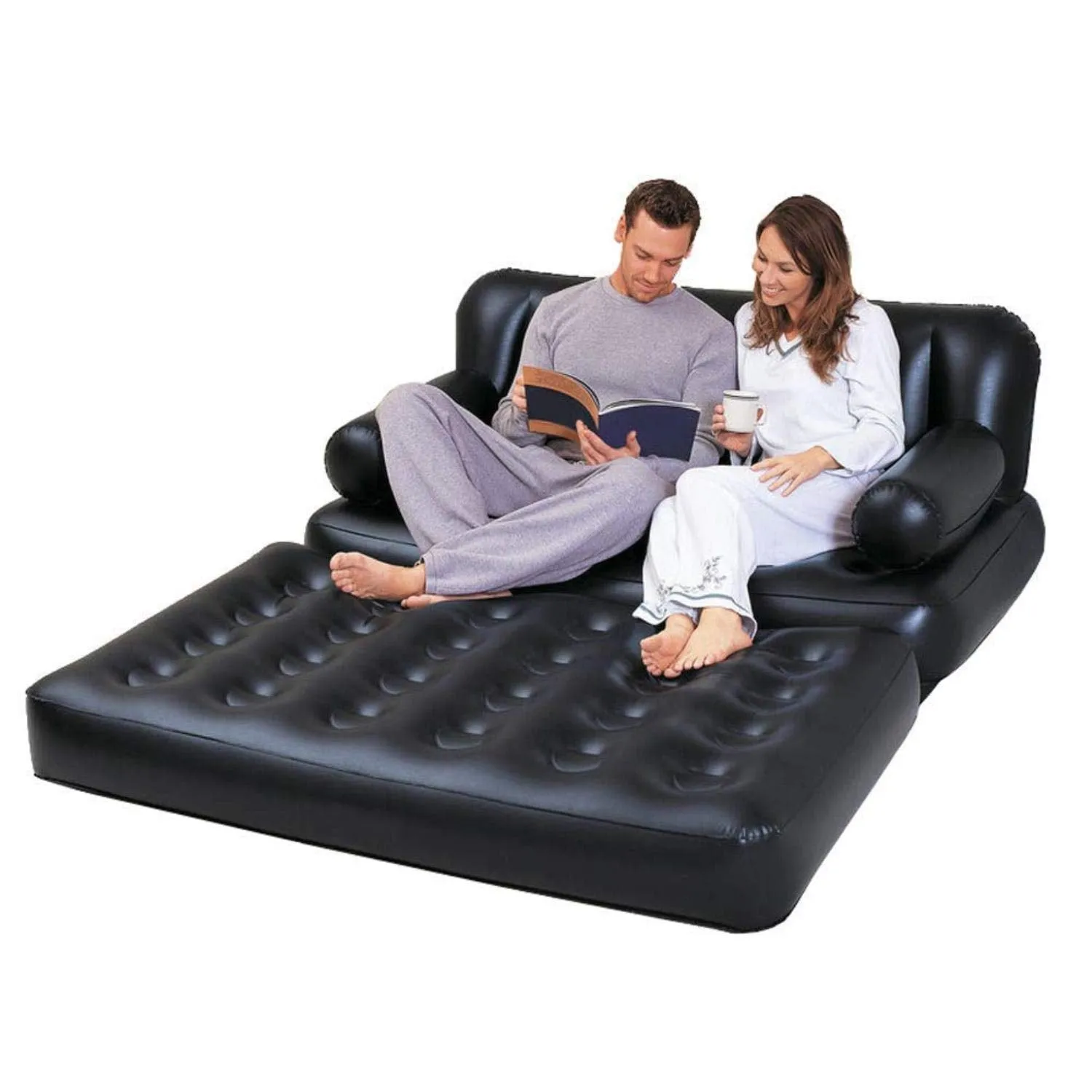 Bestway Air Sofa Bed 5 in 1 Inflatable Couch with Air Pump (Black)