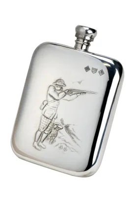 Bisley 6oz Shooter & Dog Pewter Rounded Flask