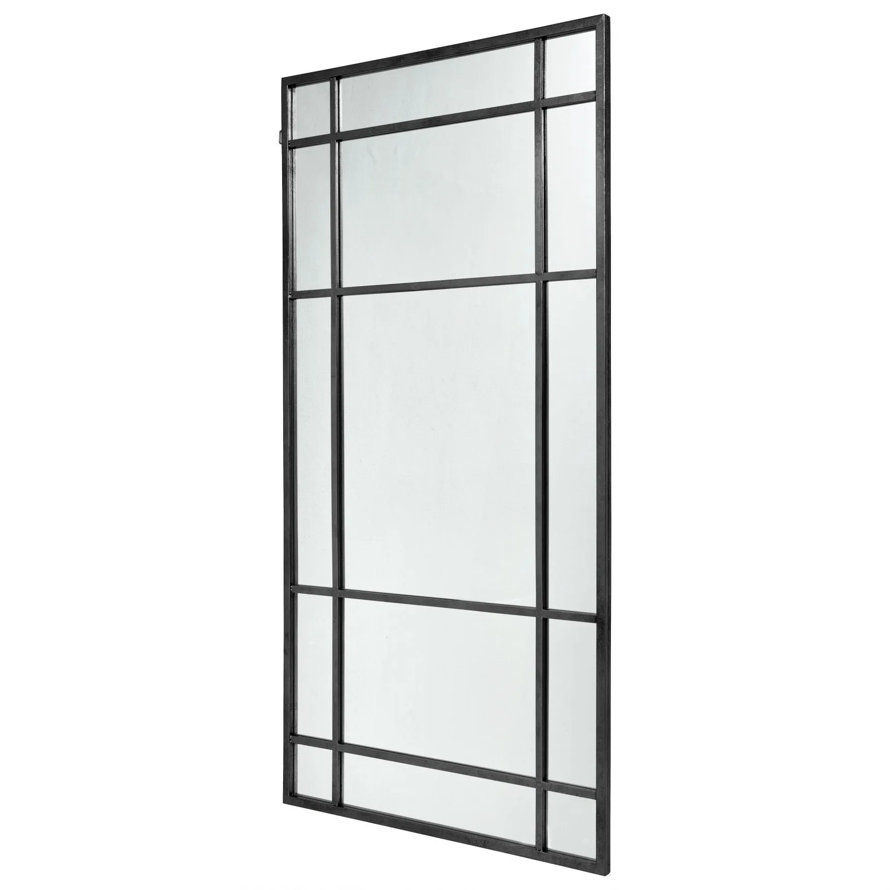 Black Iron Floor Standing Mirror 204cm High