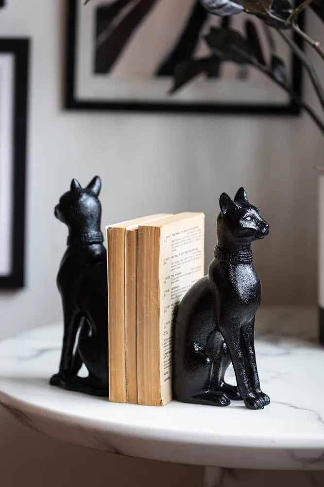 Black Sitting Cat Bookends