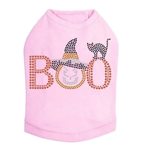 Boo Hat and Cat Rhinestuds Tank Top - Many Colors