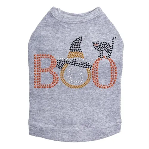 Boo Hat and Cat Rhinestuds Tank Top - Many Colors