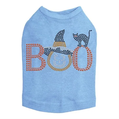 Boo Hat and Cat Rhinestuds Tank Top - Many Colors