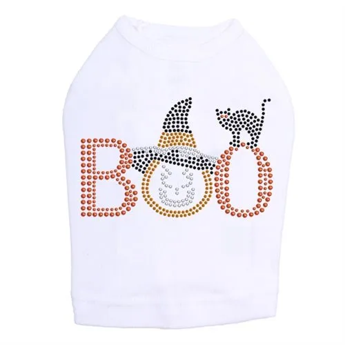 Boo Hat and Cat Rhinestuds Tank Top - Many Colors