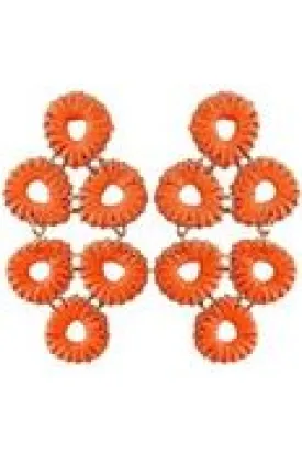 Bright Orange Straw Ginger Earrings