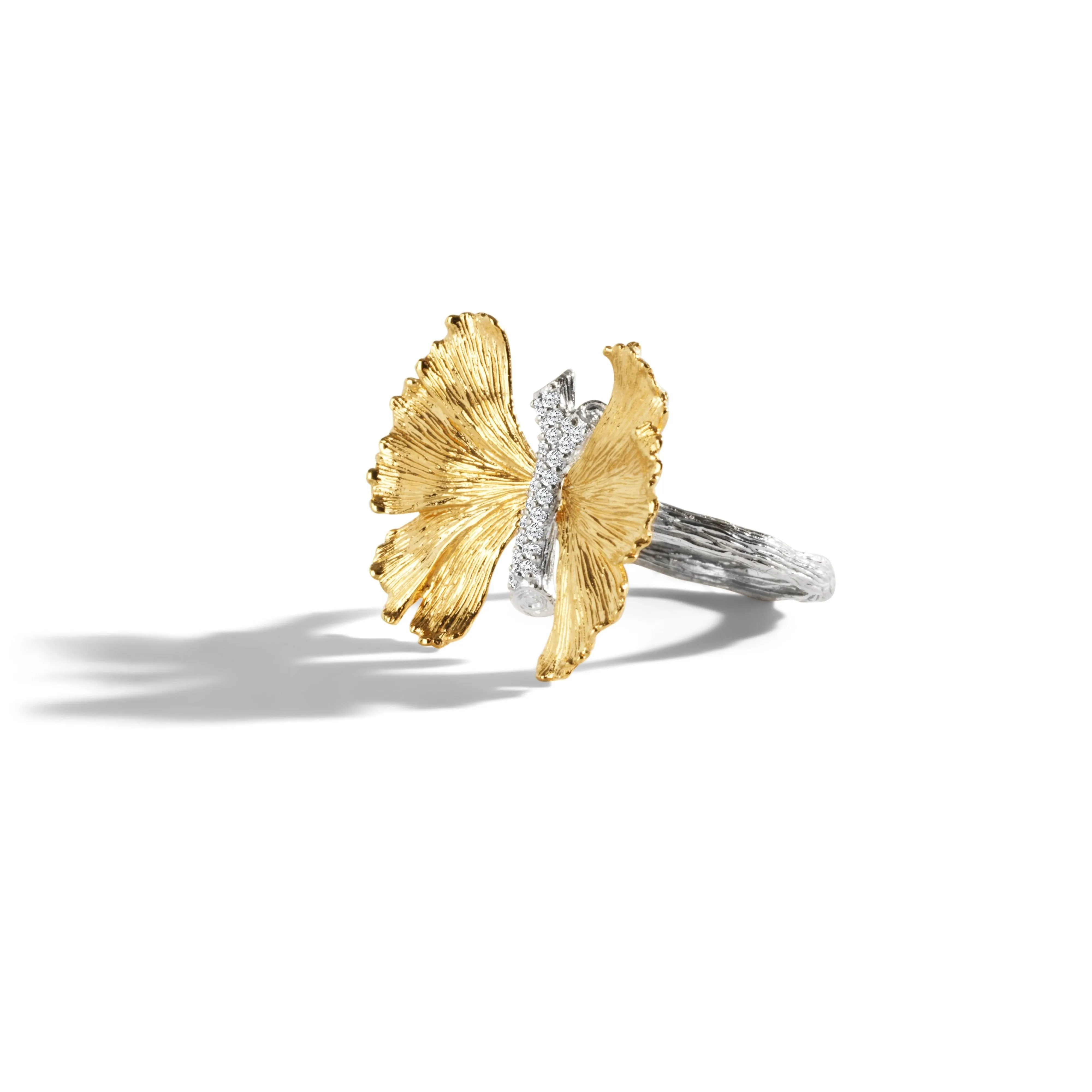 Butterfly Ginkgo Ring with Diamonds