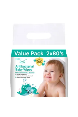 Bzu Bzu Antibacterial Baby Wipes 80s x 2-pack