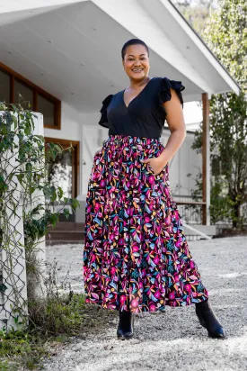 Carrie Maxi Skirt in Night Flora