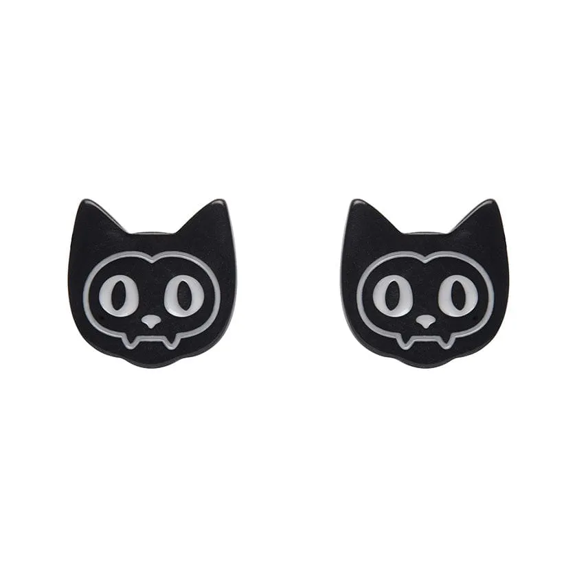 Cat Ripple Stud Earrings - Black