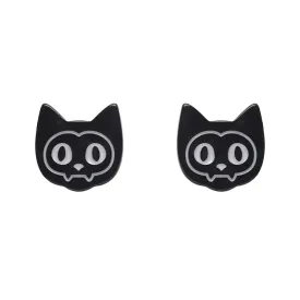 Cat Ripple Stud Earrings - Black