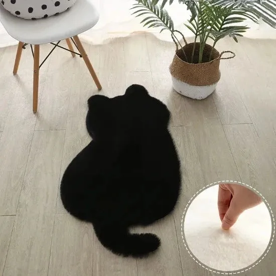 Cat Silhouette Plush Rug