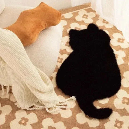 Cat Silhouette Plush Rug