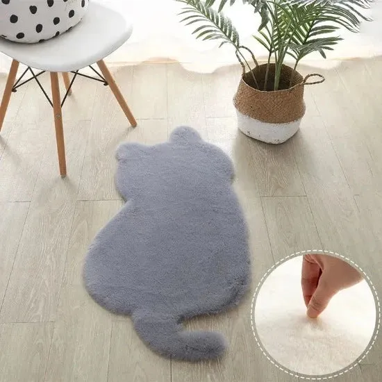 Cat Silhouette Plush Rug