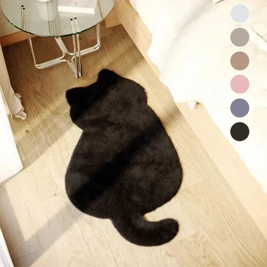 Cat Silhouette Plush Rug