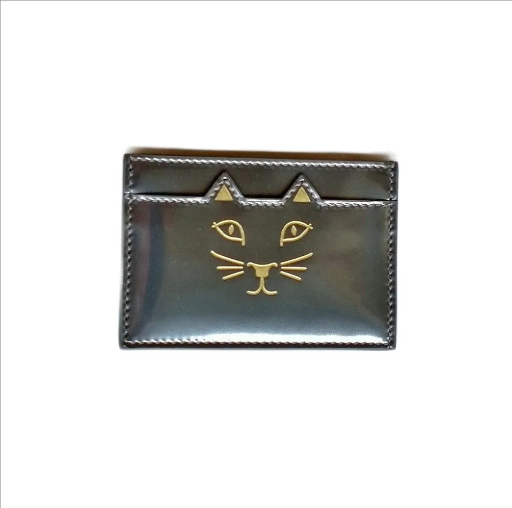 Charlotte Olympia Silver Kitty Card Case Petite Feline Sale Holder