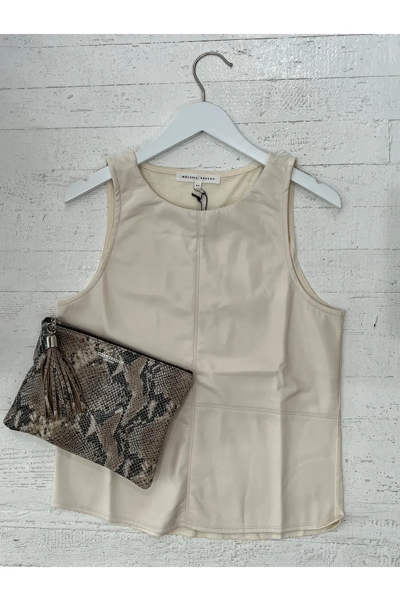 Cream Faux Leather Top