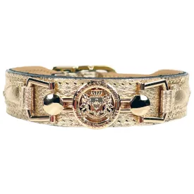 Dynasty Dog Collar in Metallic Gold & Light Rosy Gold