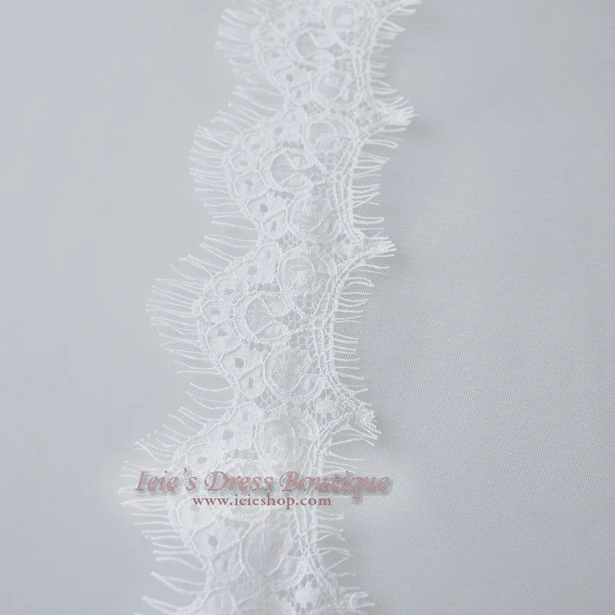 Eye Lash Lace Trim Edge Chapel Length Veil VG1009