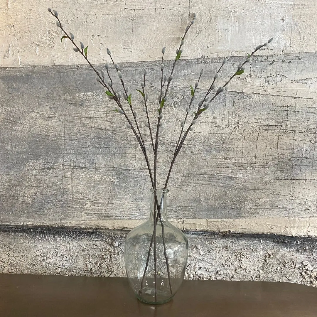 Faux Pussy Willow Stem with Leaves 85cm