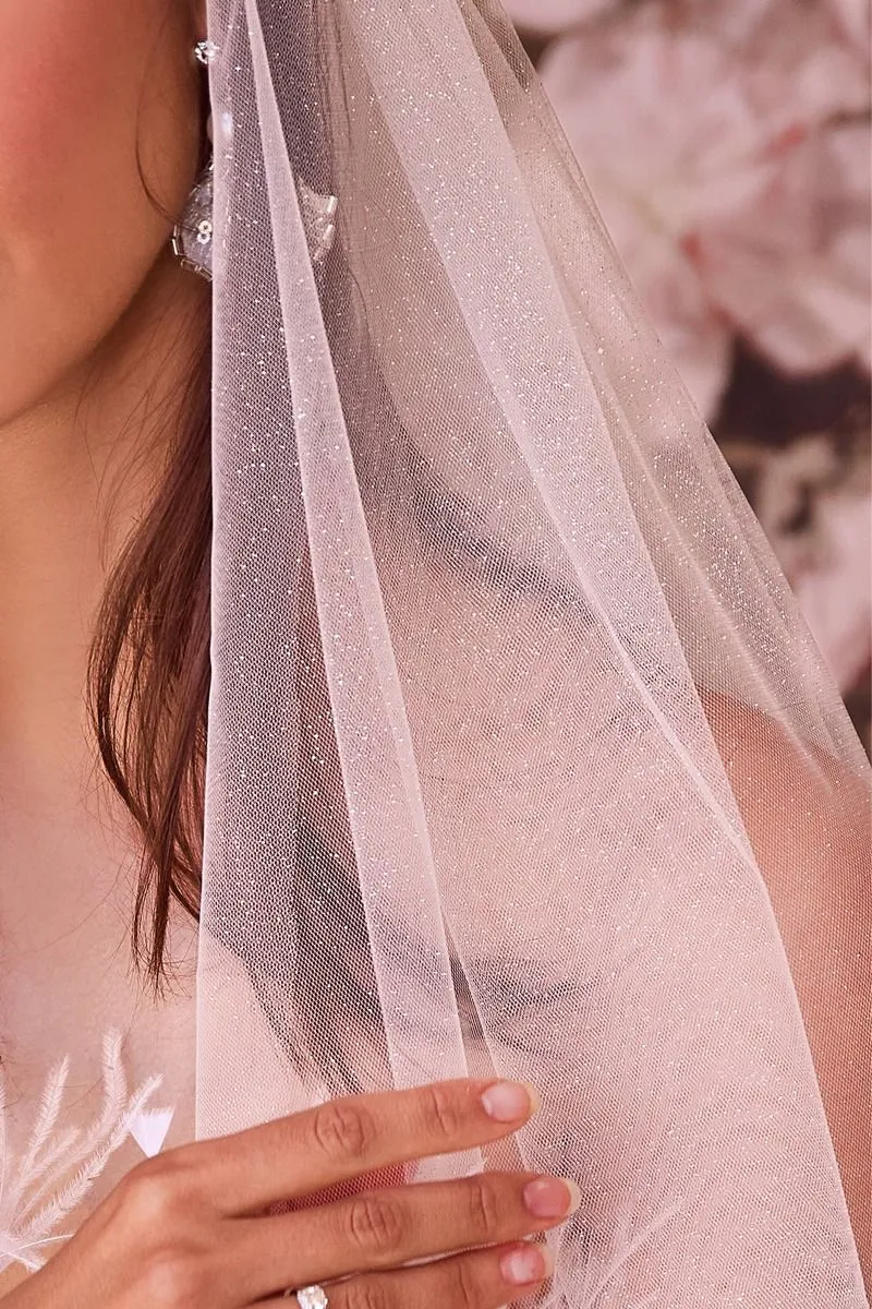 FLORENCE Cathedral Length Off White Sparkling Tulle Bridal Veil