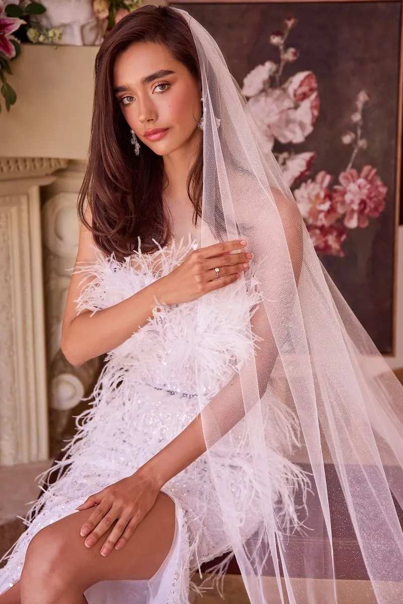 FLORENCE Cathedral Length Off White Sparkling Tulle Bridal Veil