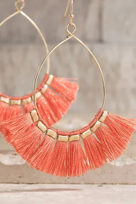 FME217 Tear Drop Tassel Coral