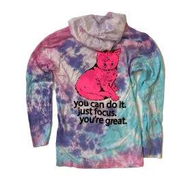 Focus Cat Long Sleeve T Hoodie - Cotton Candy