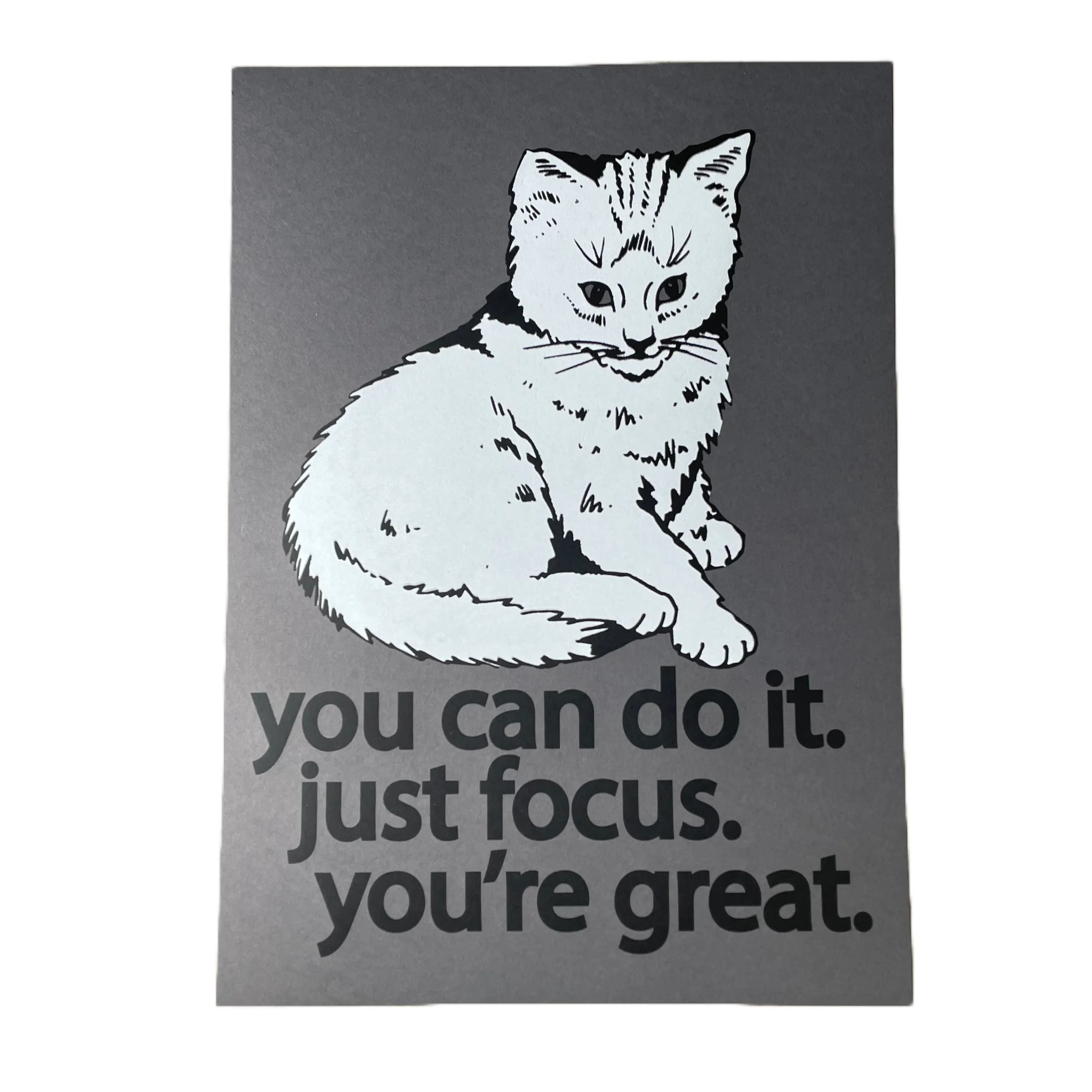 Focus Cat Print - Marshmallow Charcoal