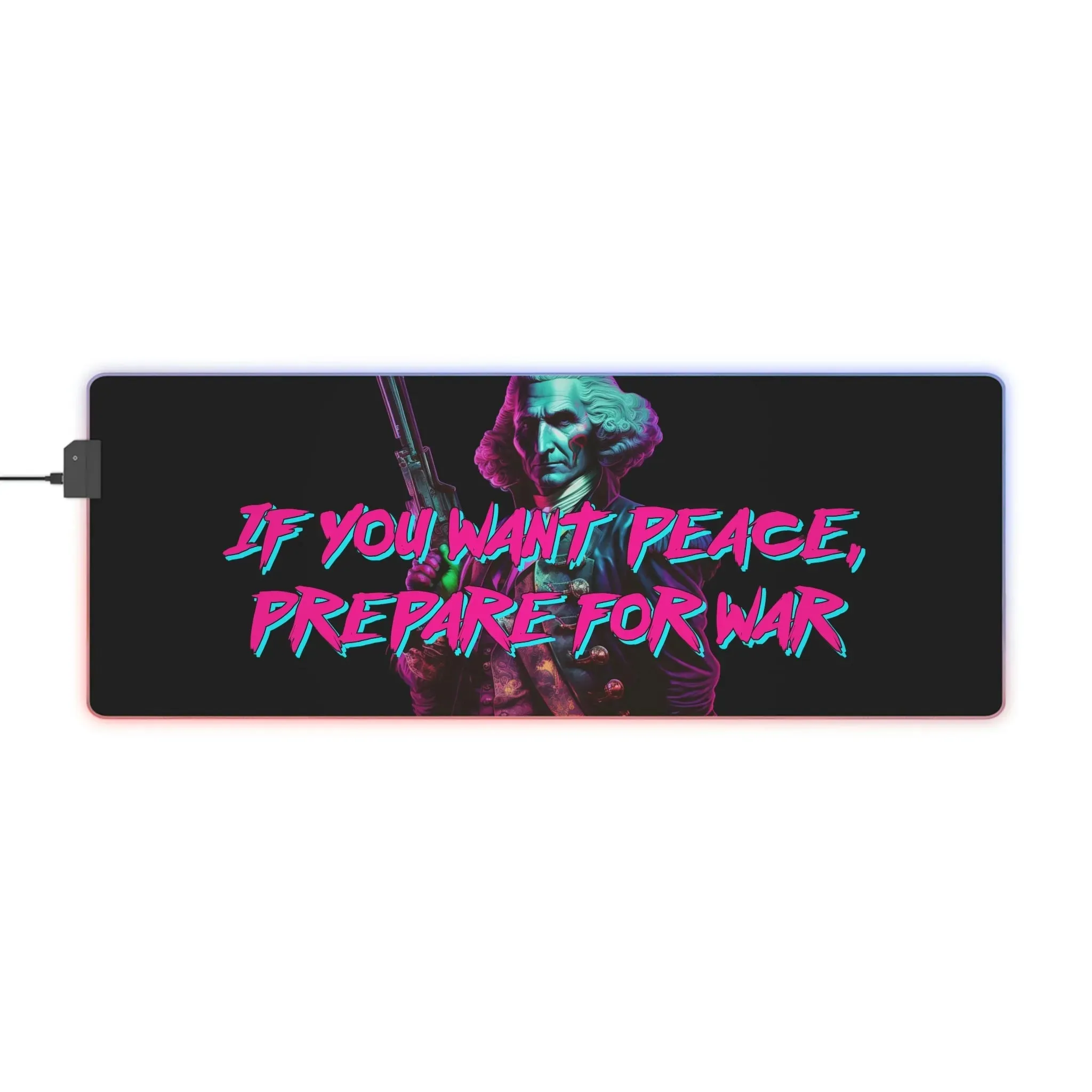 George Washington "Warrior" Synthwave LED Gaming Mouse Pad