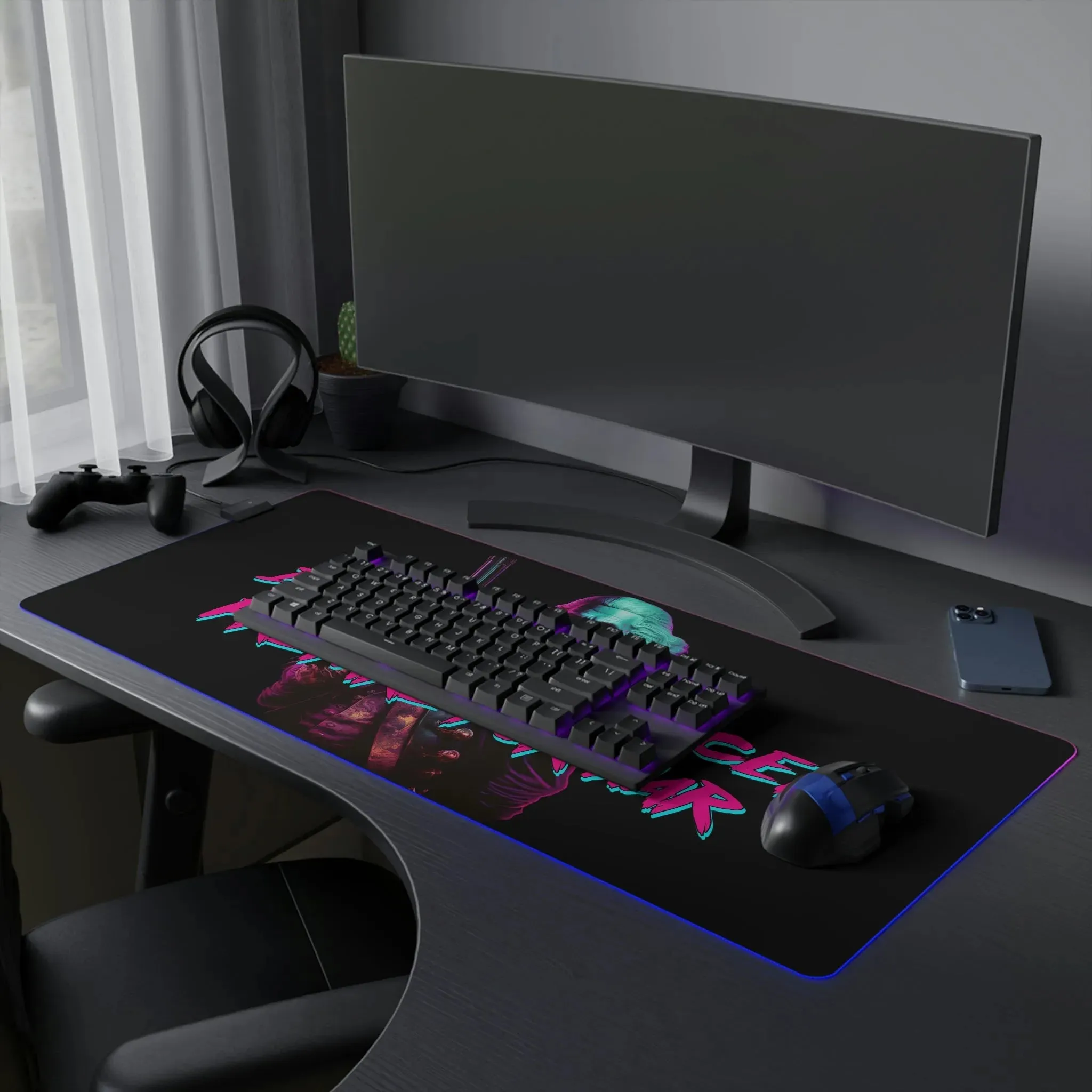 George Washington "Warrior" Synthwave LED Gaming Mouse Pad