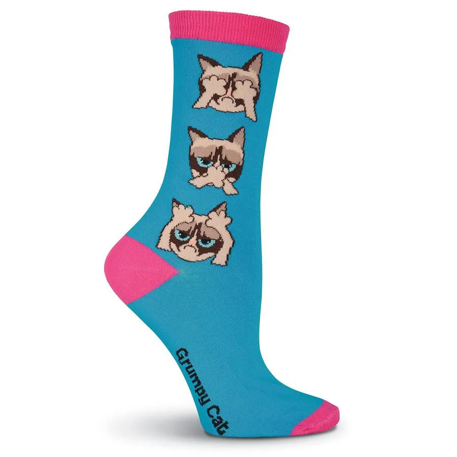 Grumpy Cat Womens Hear Speak See No Grumpy Sock