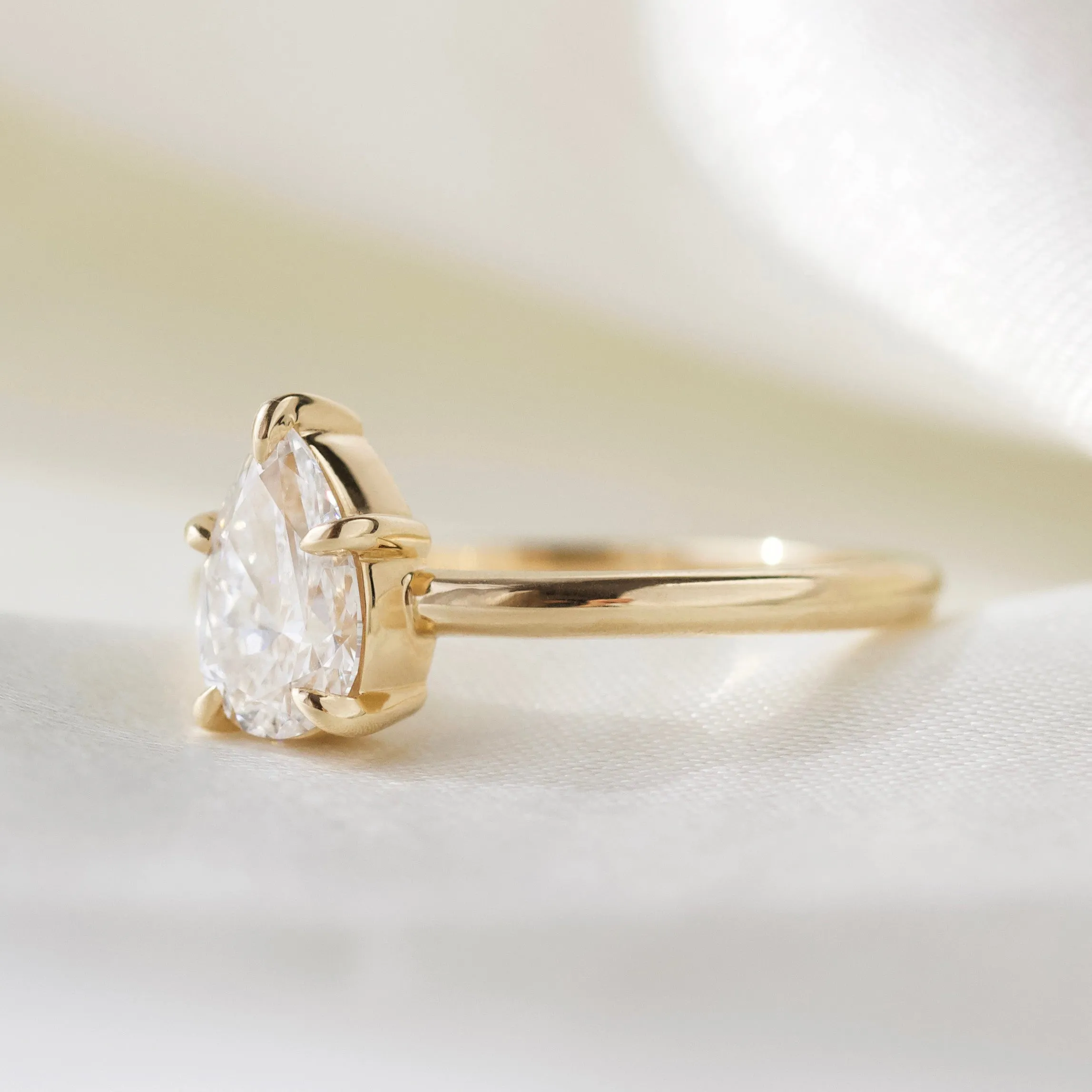 Isla Pear Solitaire Diamond Ring